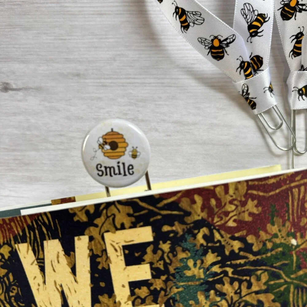 Smile Jumbo Planner Clip Set - Cute Bee Ribbon Paperclips for Planners, Journals